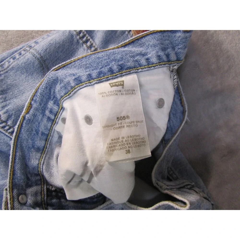 Levis 505 Straight Fit‎ Denim Shorts Mens 38 Light Wash Blue Cotton Jorts